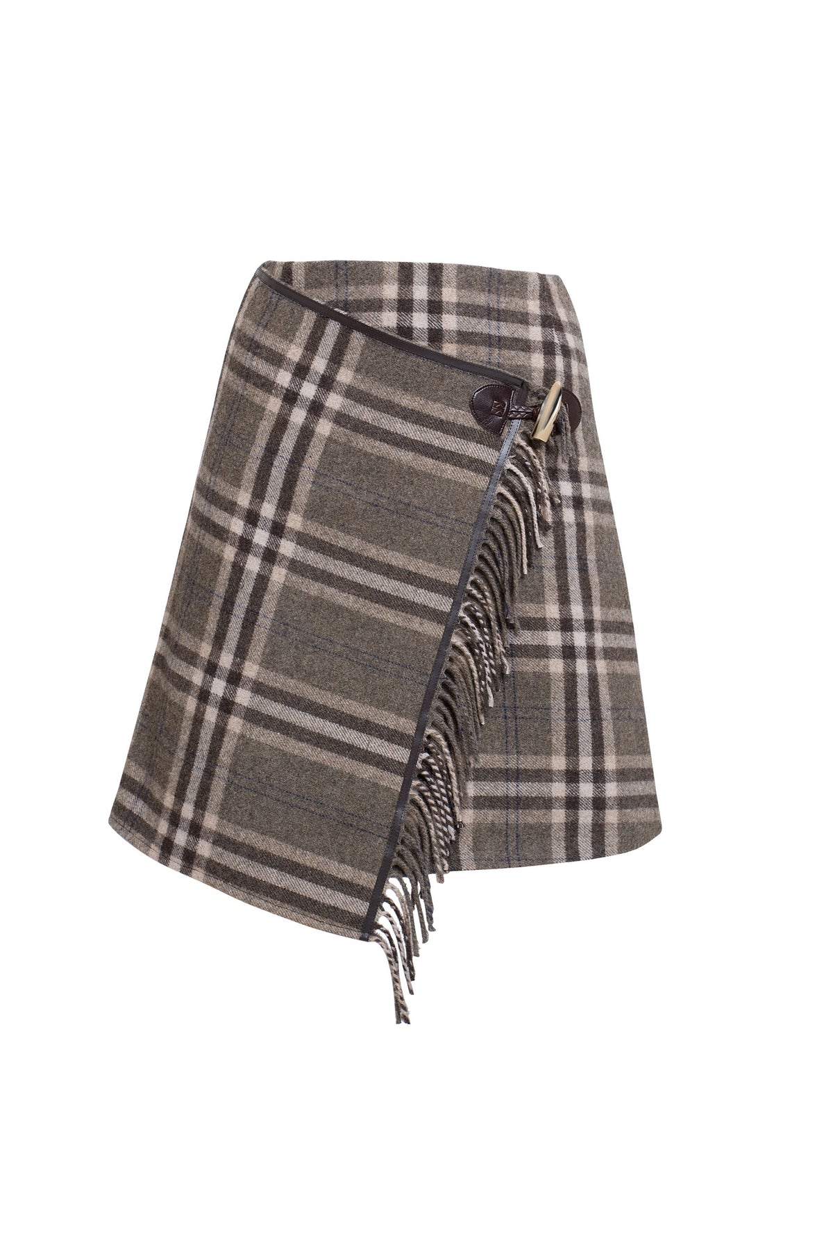 Checked wool-blend mini skirt