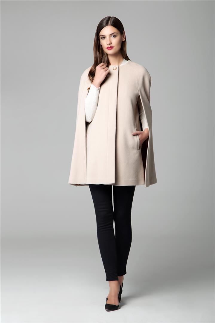 Wool and cashmere-blend cape coat in cream