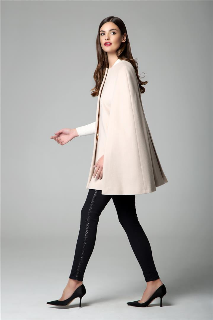Wool and cashmere-blend cape coat in cream