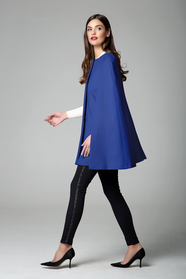 Wool and cashmere-blend cape coat in royal blue