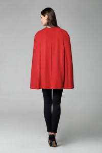 Wool and cashmere-blend cape coat in red
