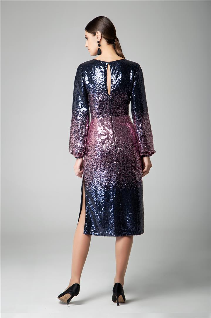 Midi sequin ombré dress with side slits