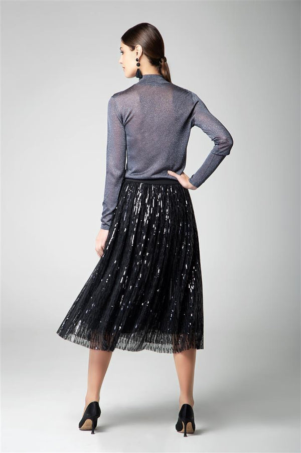 Midi sequin skirt in black
