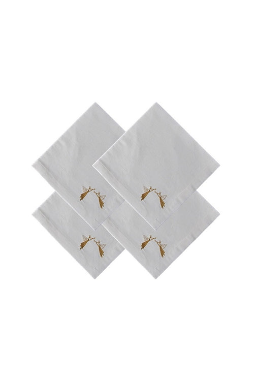 Set of 4 Embroidered Linen Napkins – Angels