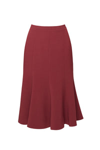 Wool midi skirt in berry